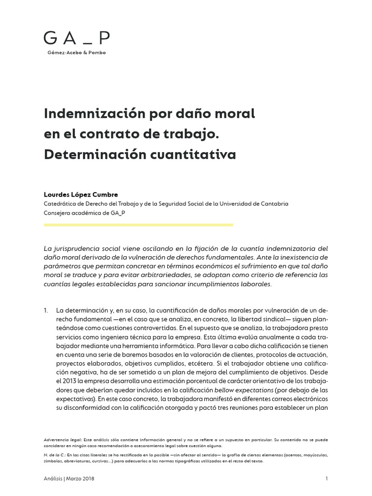 Indemnización por Daño Moral Laboral | PDF | Daños y perjuicios | Moralidad