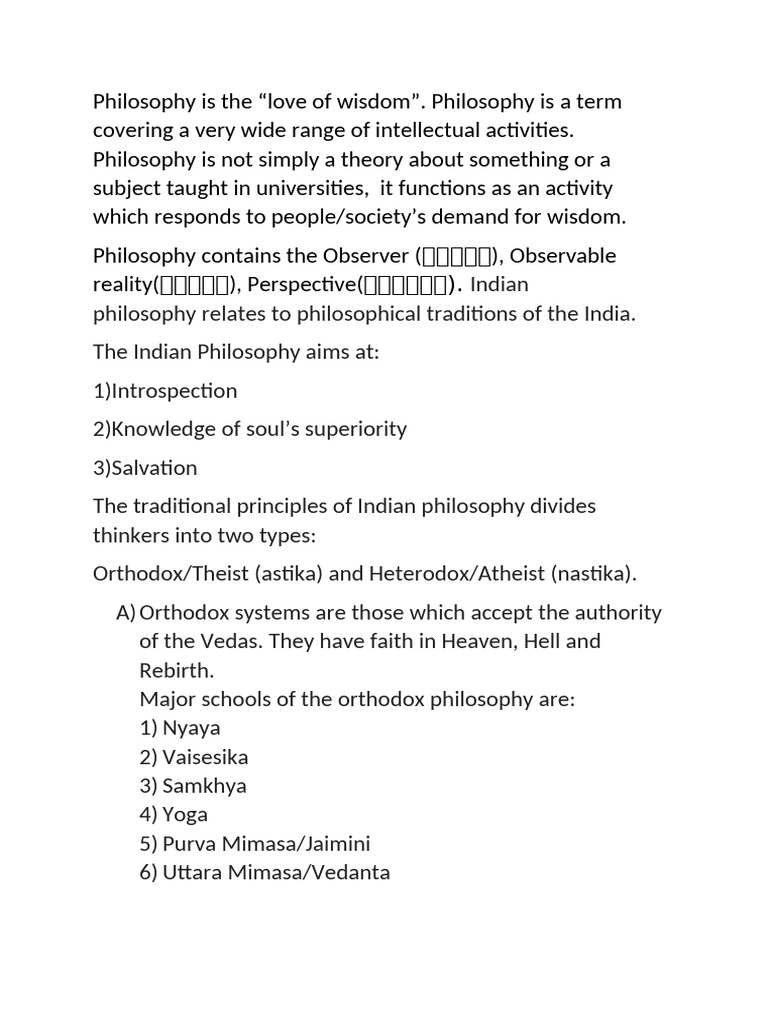 Indian Philosophy Overview and Schools | PDF