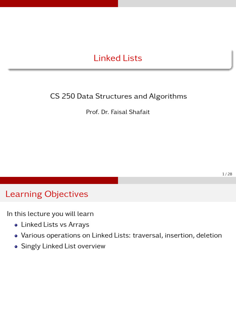 Linked Lists: Operations and Advantages | PDF | Pointer (Computer ...