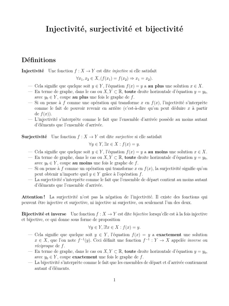 Injectivité, surjectivité, bijectivité expliquées | PDF | Fonction ...