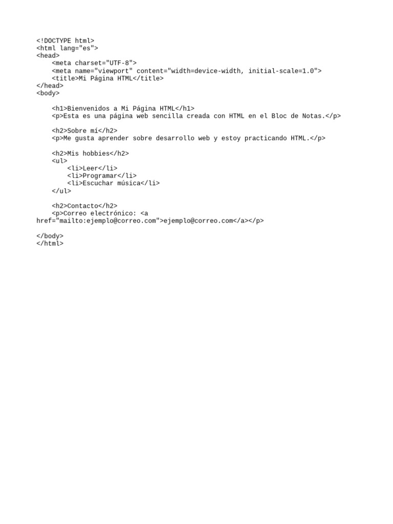 Página HTML Personal y Hobbies | PDF