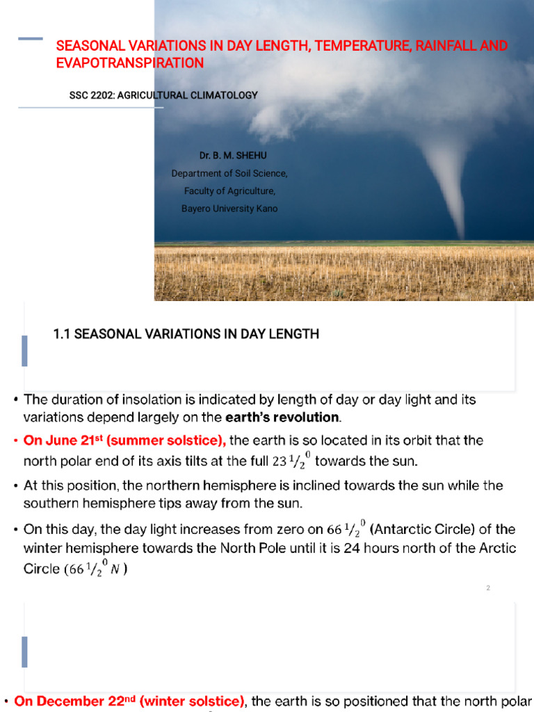 Seasonal Climate Variations Overview | PDF | Evapotranspiration | Rain