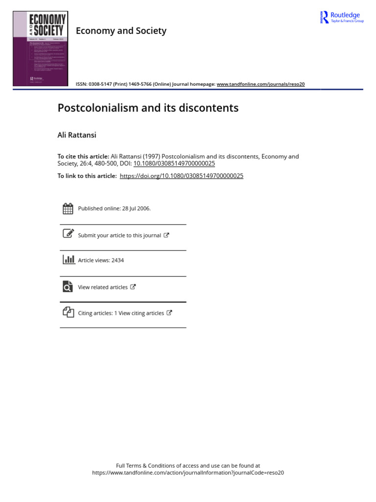Rattansi - 1997 - Postcolonialism and Its Discontents | PDF ...