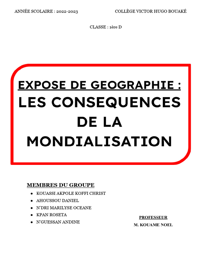 Impact de la Mondialisation : Avantages et Inconvénients | PDF ...
