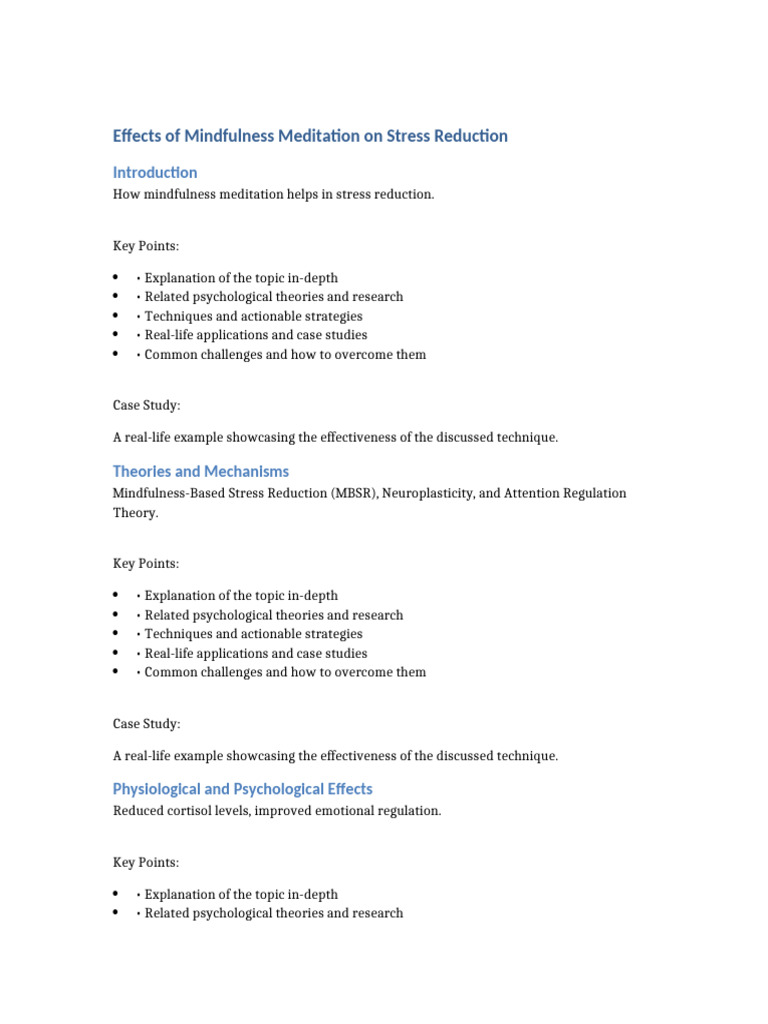 Mindfulness Meditation for Stress Relief | PDF | Mindfulness | Stress ...
