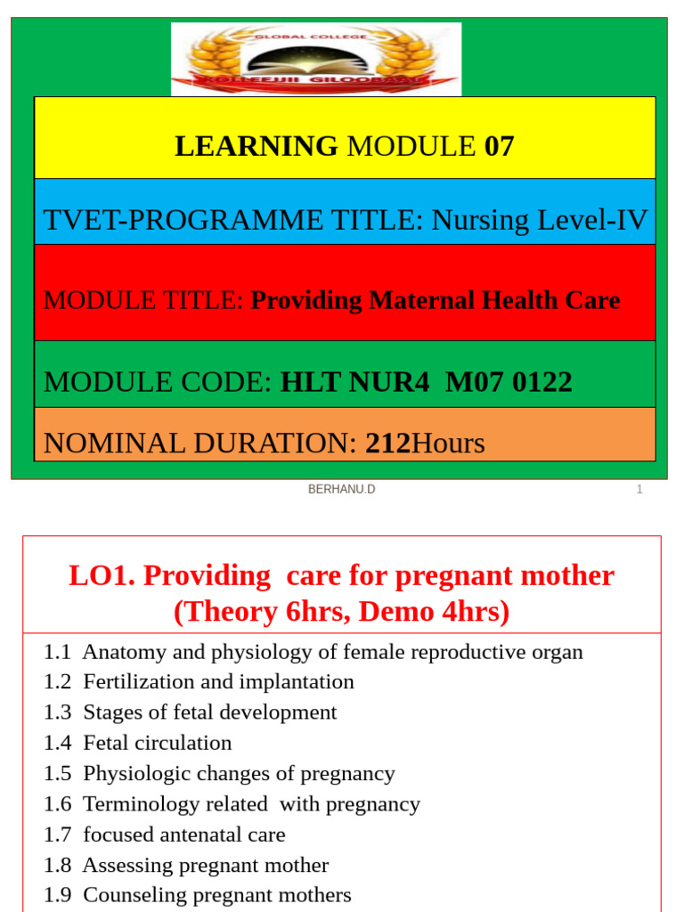Maternal Health Care Training Module | PDF | Labia | Uterus