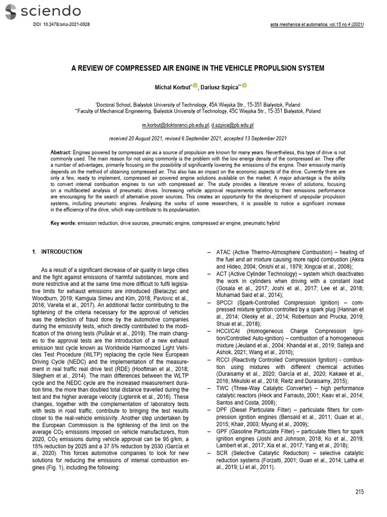 A Review of Compressed Air Engine in the Vehicle Propulsion System ...