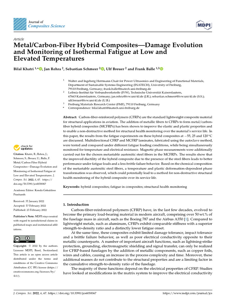 Jcs 06 00067 v2 | PDF | Composite Material | Fatigue (Material)