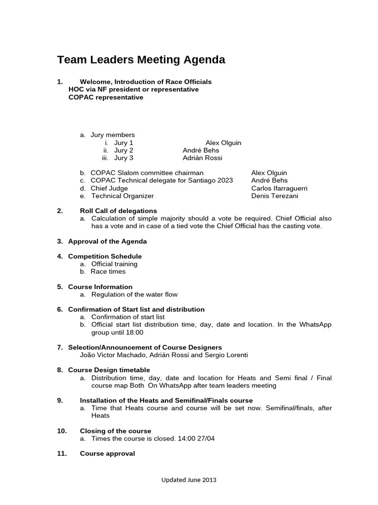 Icf CSL Team Leader Meeting Information Agenda | PDF