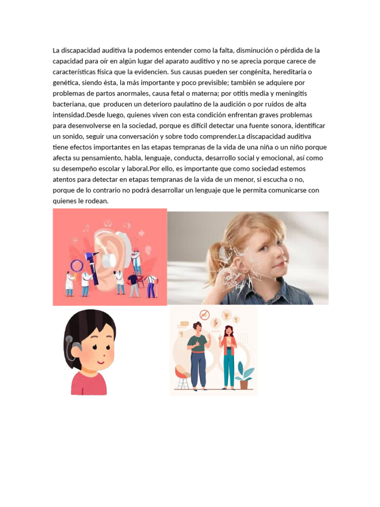 Causas y efectos de la discapacidad auditiva | PDF