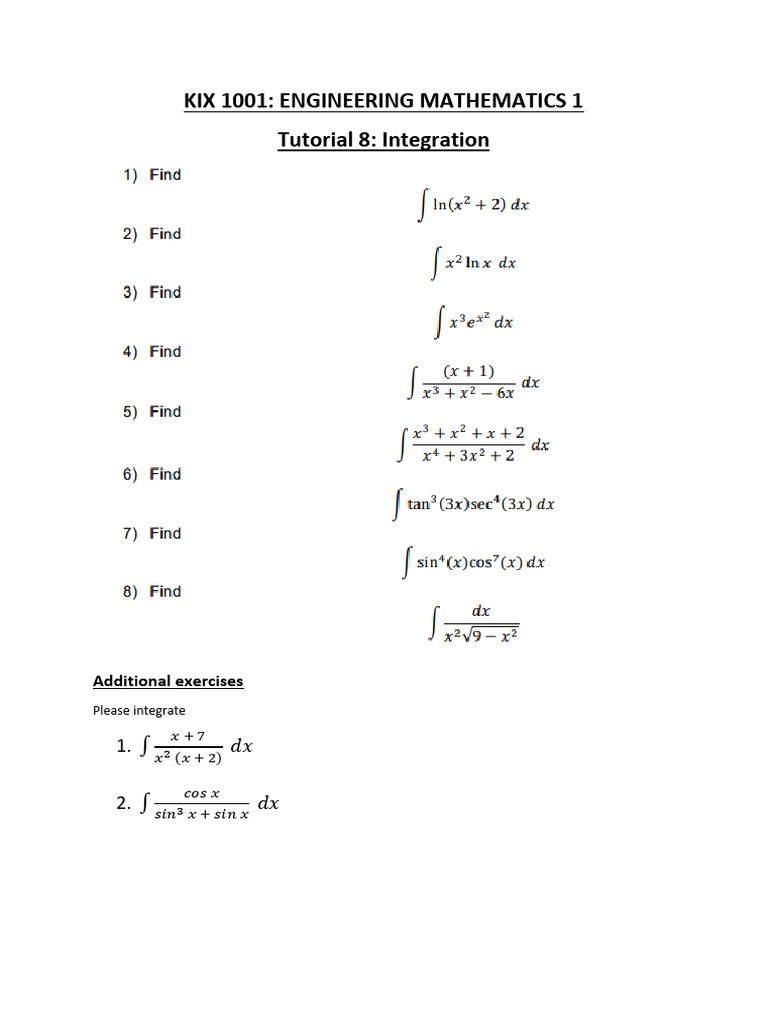 Engineering Math Integration Tutorial Pdf