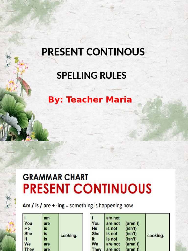 Present Continuos Spelling Rules Grammar Drills Grammar Guides Tests ...