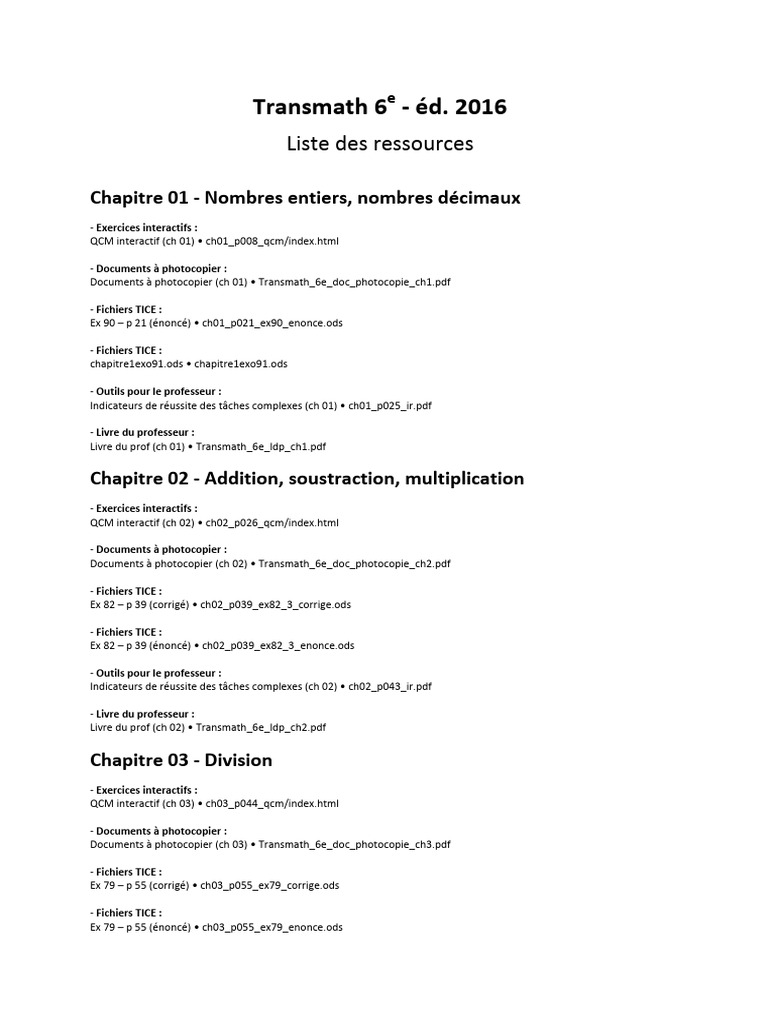 Ressources Transmath 6e - 2016 | PDF | Communications techniques ...
