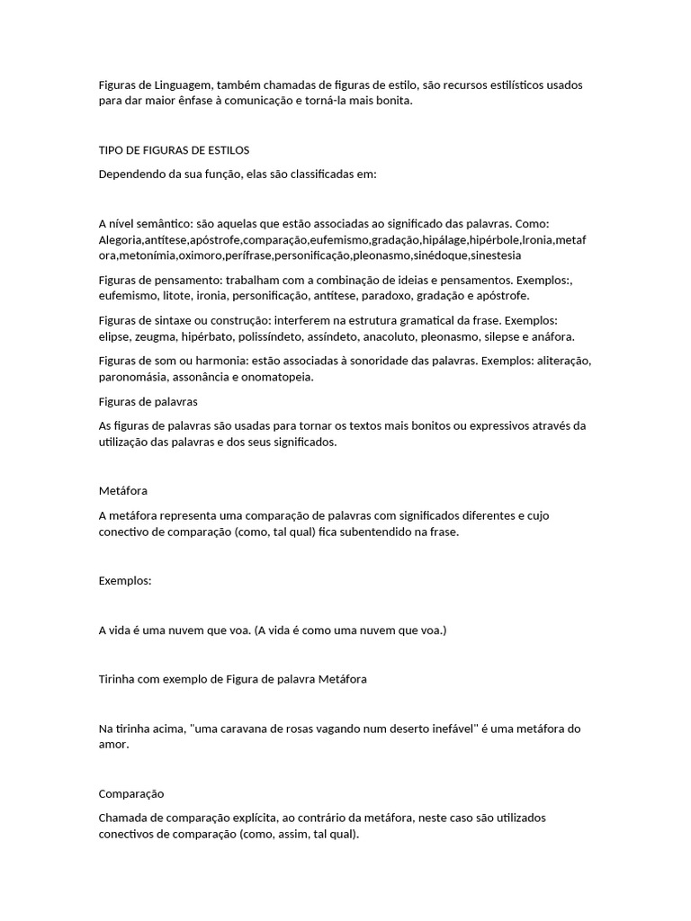Figuras de Linguagem e Seus Tipos | PDF | Metáfora | Pensamento