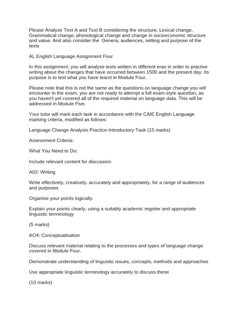 Language Change Analysis Assignment | PDF | Linguistics | Human ...