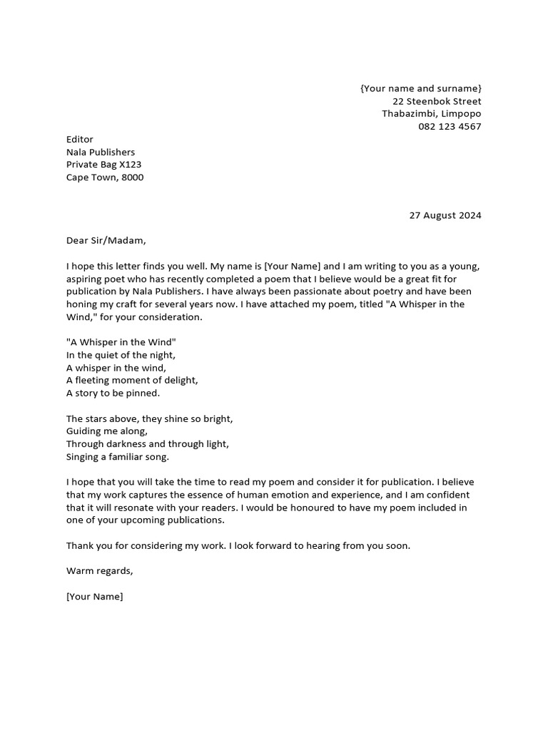 Submission of Poem for Publication | PDF