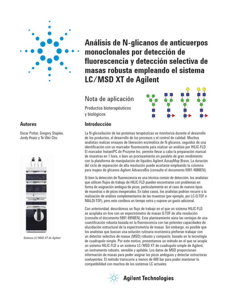 Análisis de N-Glicanos de Anticuerpos | PDF | Espectrometría de masas ...