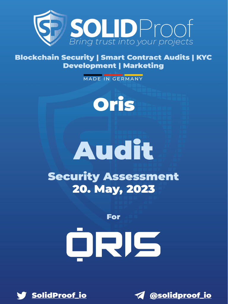 Oris Token Smart Contract Audit | PDF | Risk | Pointer (Computer  Programming)