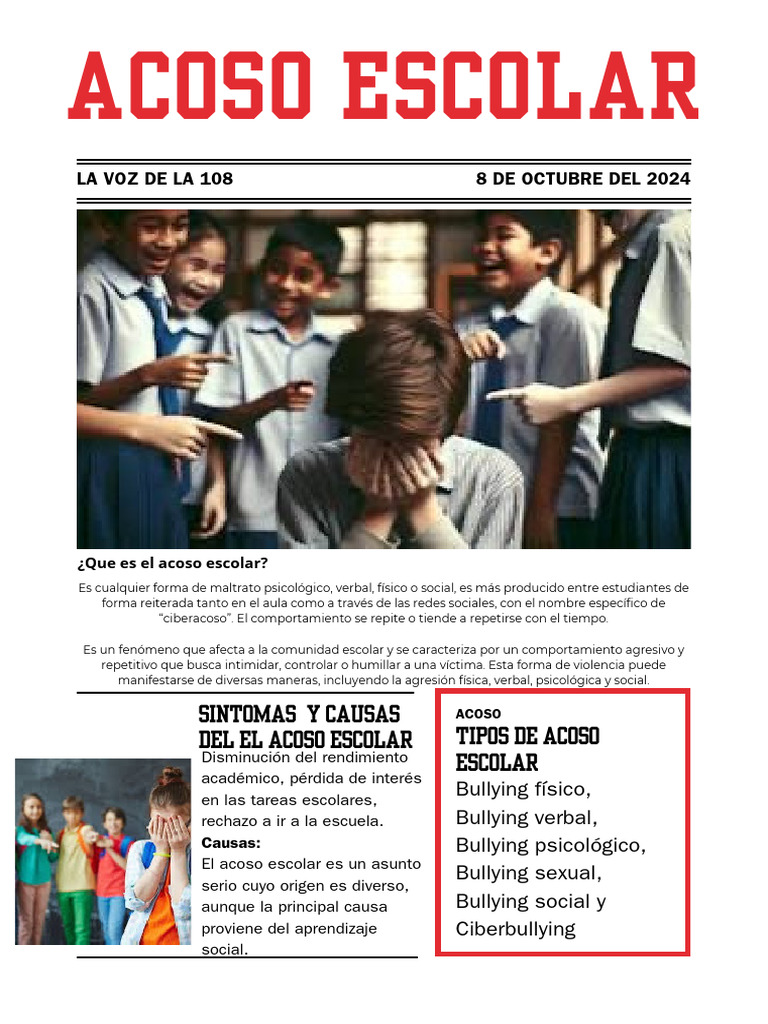 Tipos y Efectos del Acoso Escolar | PDF | Acoso cibernético | Violencia