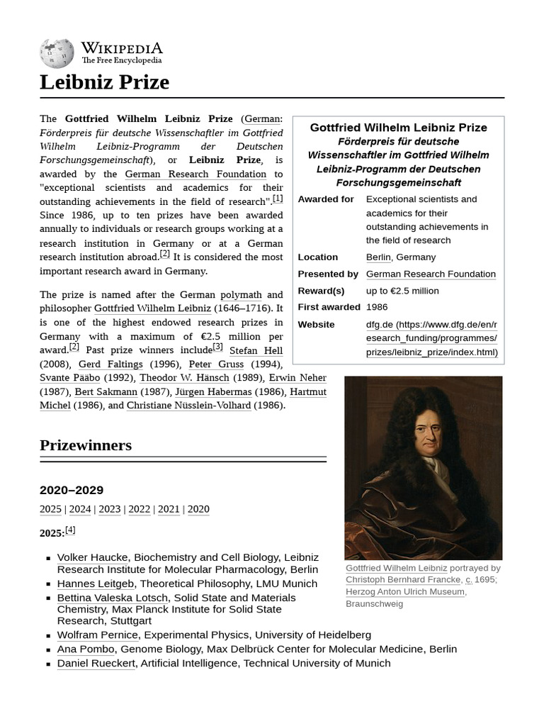 Leibniz_Prize | PDF | Gottfried Wilhelm Leibniz | Teaching Mathematics