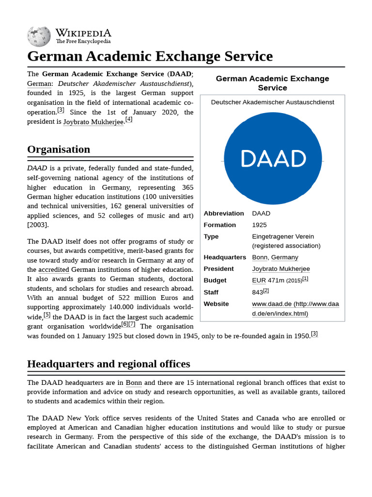 German Academic Exchange Service Overview | PDF | Educational Stages ...