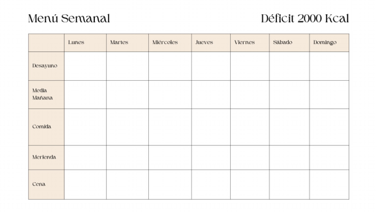 Calendario Menú Semanal Minimalista en Blanco y Negro PDF | PDF