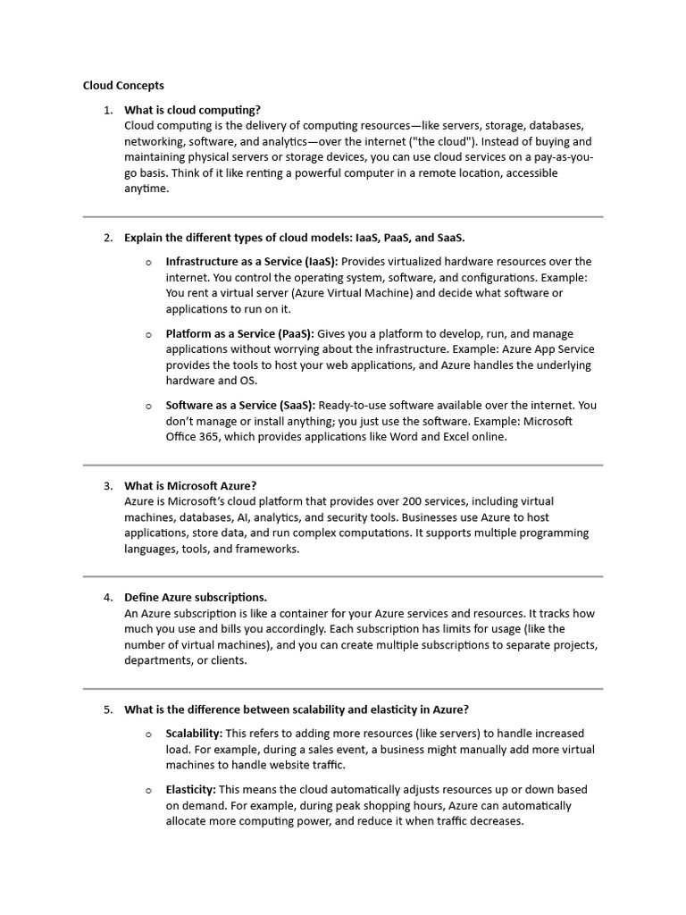 Understanding Cloud Computing and Azure | PDF | Cloud Computing ...