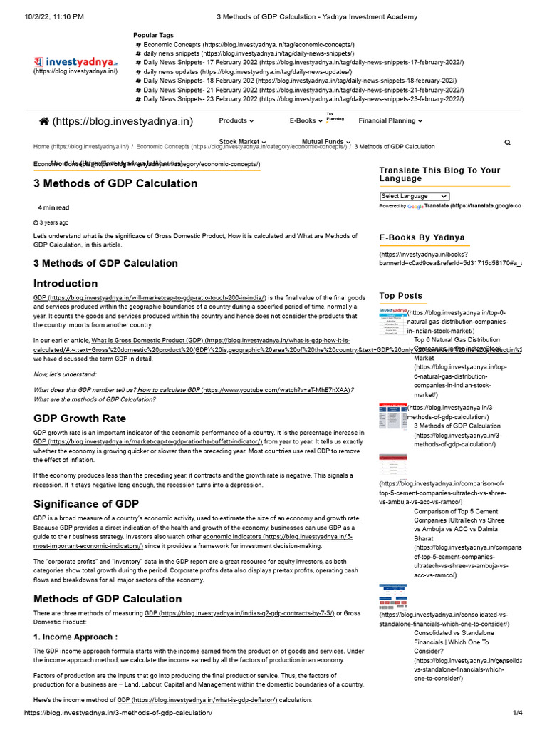 3 Methods of GDP Calculation - Yadnya Investment Academy | PDF | Gross ...