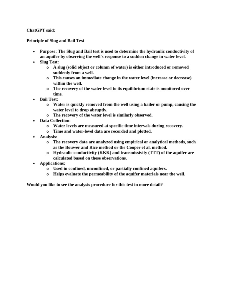 Slug and Bail Test Overview | PDF | Aquifer | Environmental Engineering