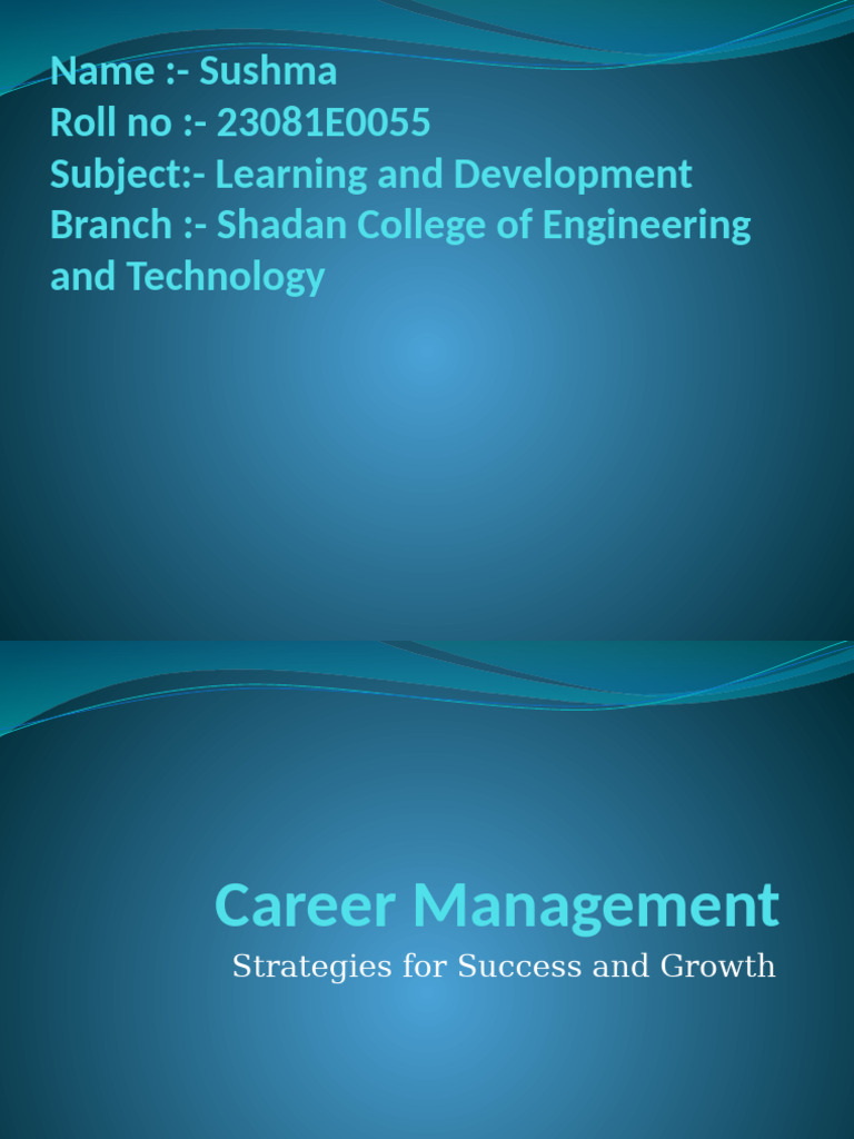 Career Management SUSHMA | PDF