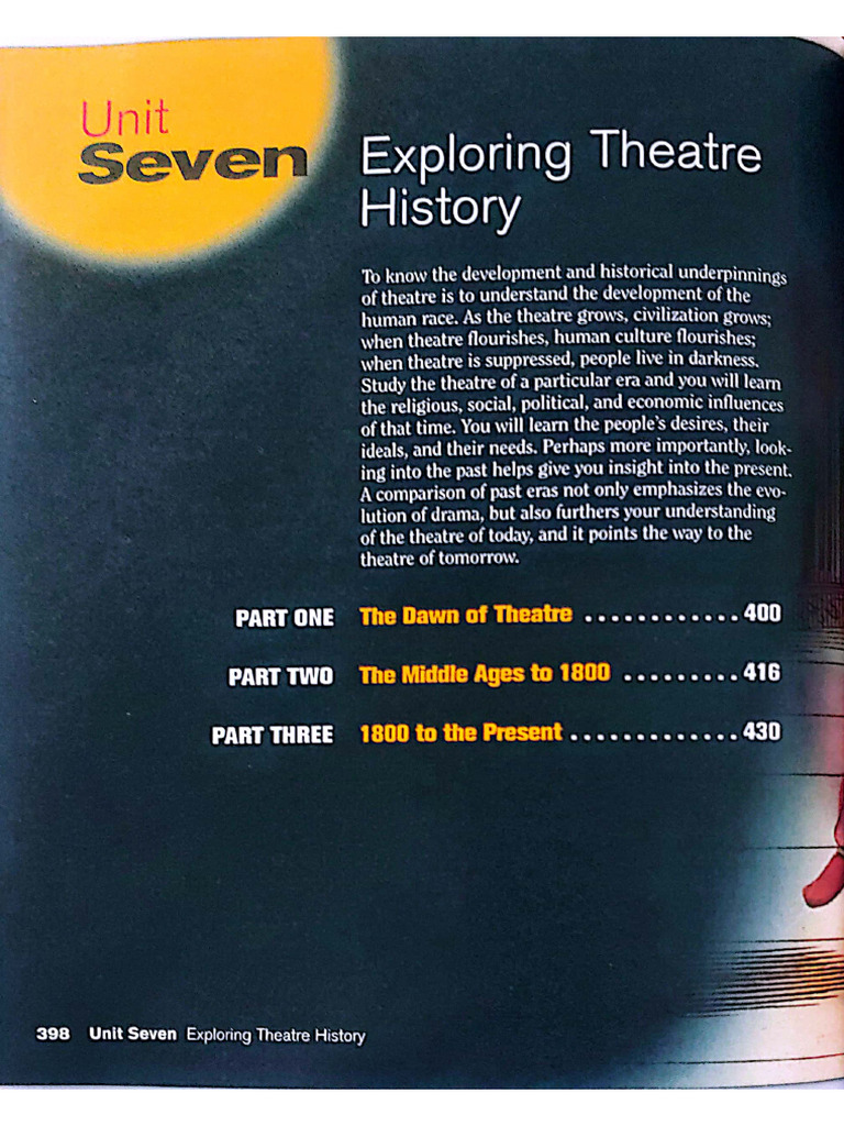 Drama Textbook Unit 7 Part One Ancient Theatre History | PDF