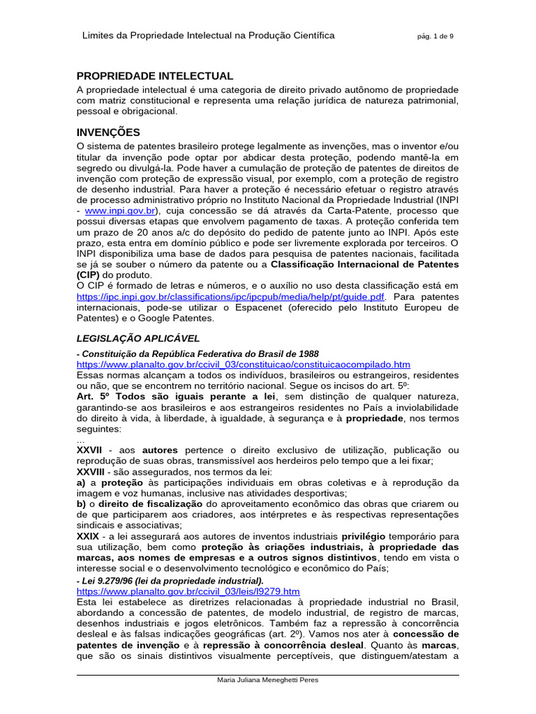 Limites da Propriedade Intelectual | PDF | Patente | Propriedade ...