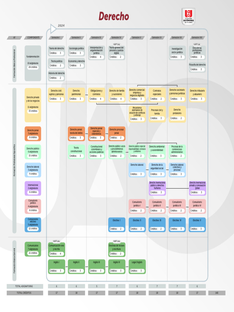 Plan de Estudios en Derecho 2024 | PDF | Ley Pública | Ley procesal
