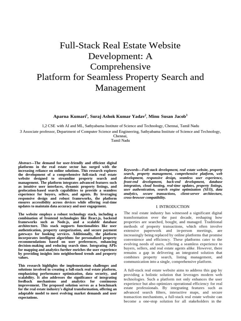 Full-Stack Real Estate Website Development | PDF | Web Development ...