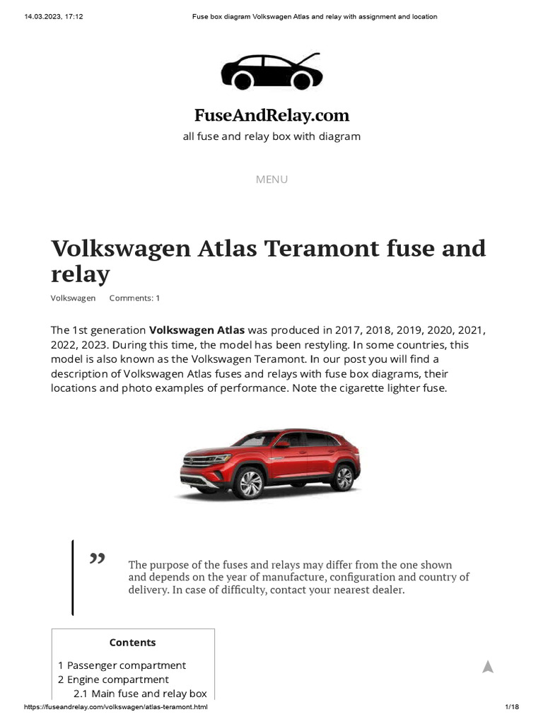 Volkswagen Atlas Fuse Box Diagrams | PDF | Valve | Radiator