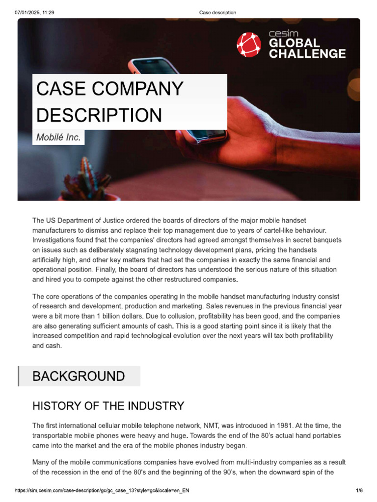 Case Description Mobile With ESG | PDF