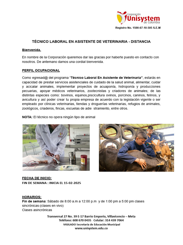 Técnico Veterinario a Distancia 2025 | PDF | Medicina Veterinaria