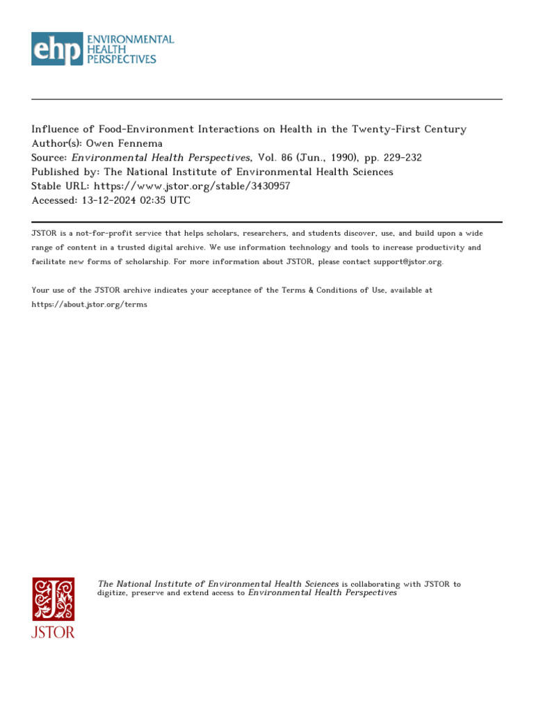 Fennema InfluenceFoodEnvironmentInteractions 1990 | PDF | Foods | Food ...