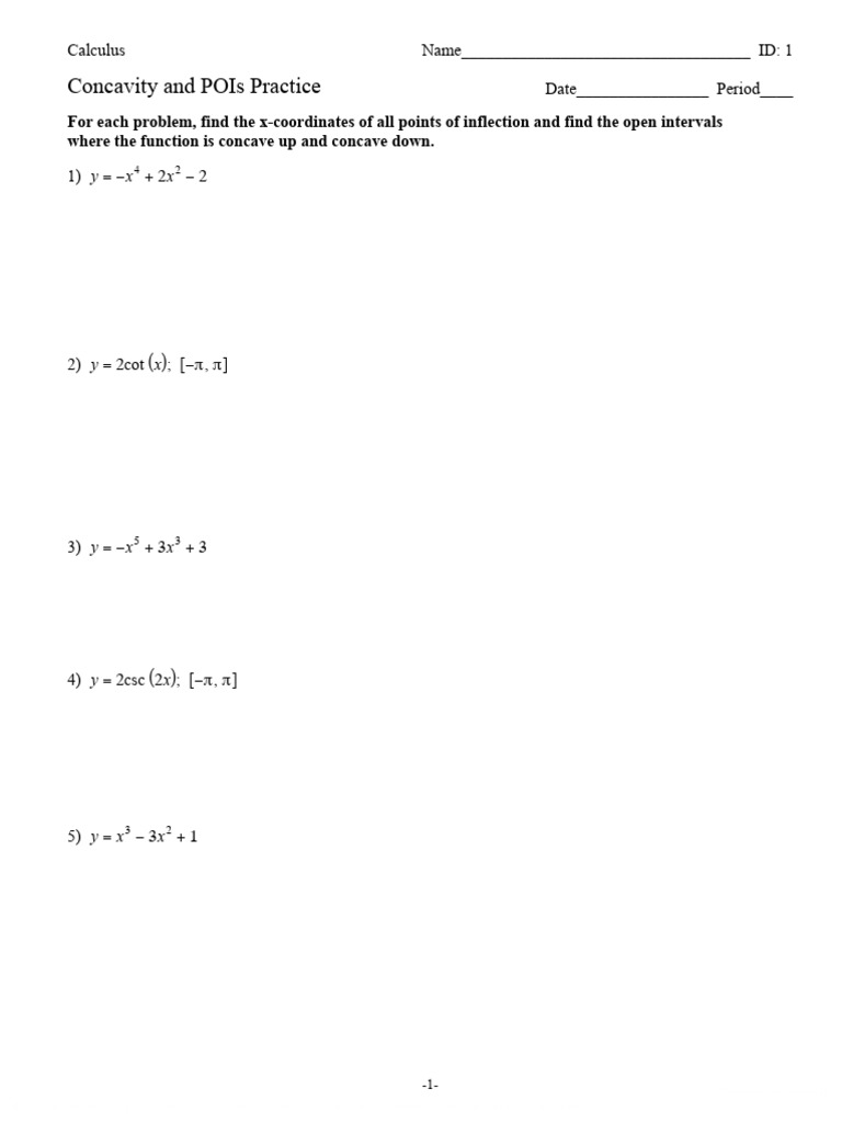 POI Calculus Practice Worksheet | PDF | Geometric Shapes ...