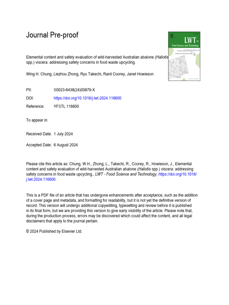 Elemental Content and Safety Evaluation of Wild-Harvested Australian ...