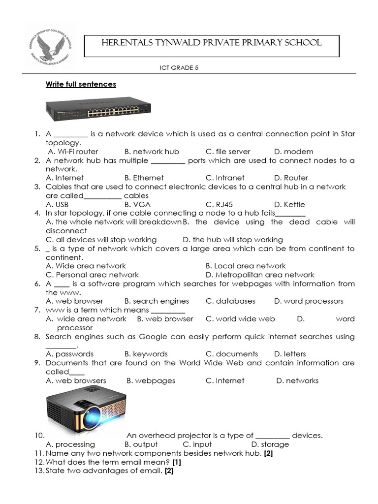 Grade 5 ICT Worksheet Questions | PDF