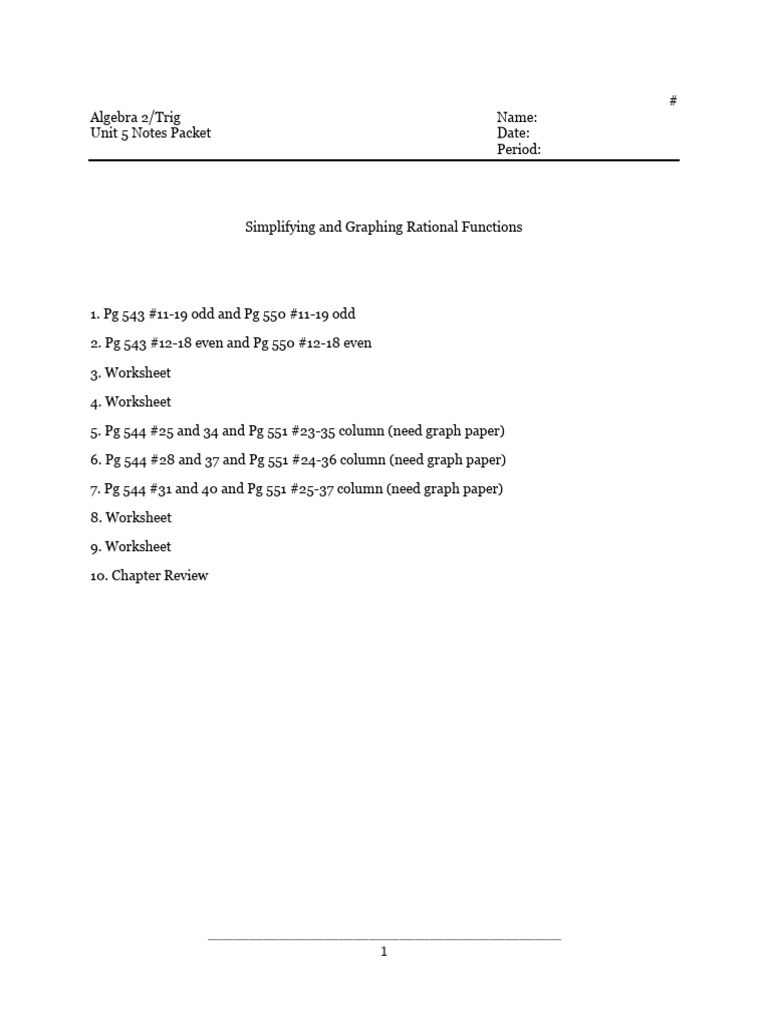 Simplifying Rational Functions Guide | PDF | Asymptote | Elementary ...