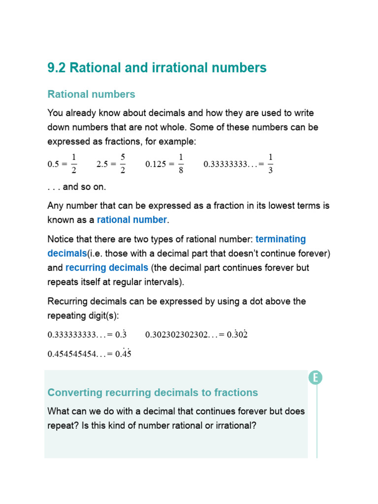 Understanding Rational and Irrational Numbers | PDF | Numbers ...