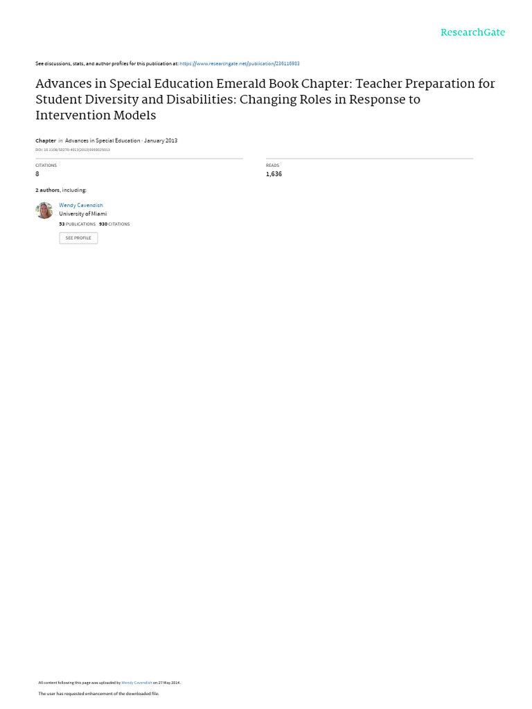 Advances in Special Education | PDF | Special Education | Teachers