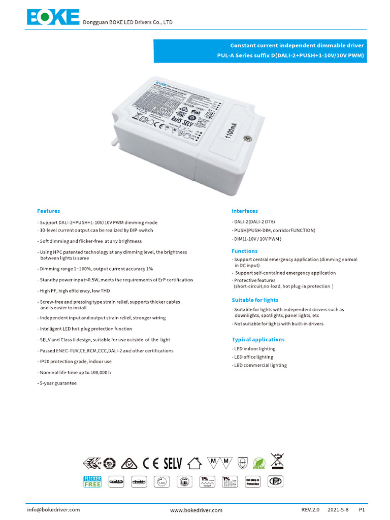 PUL-A Series LED Driver Specifications | PDF