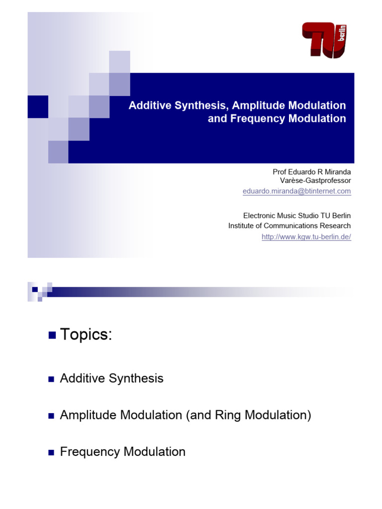 Synth Lecture 2 | PDF | Frequency Modulation | Modulation