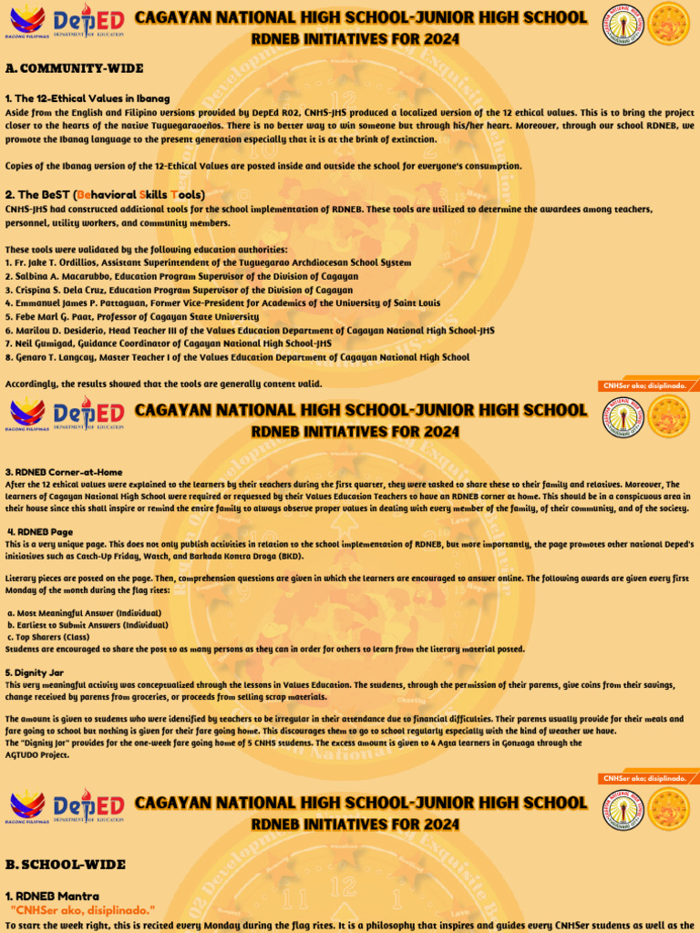 RDNEB Initiatives and Ethical Values | PDF