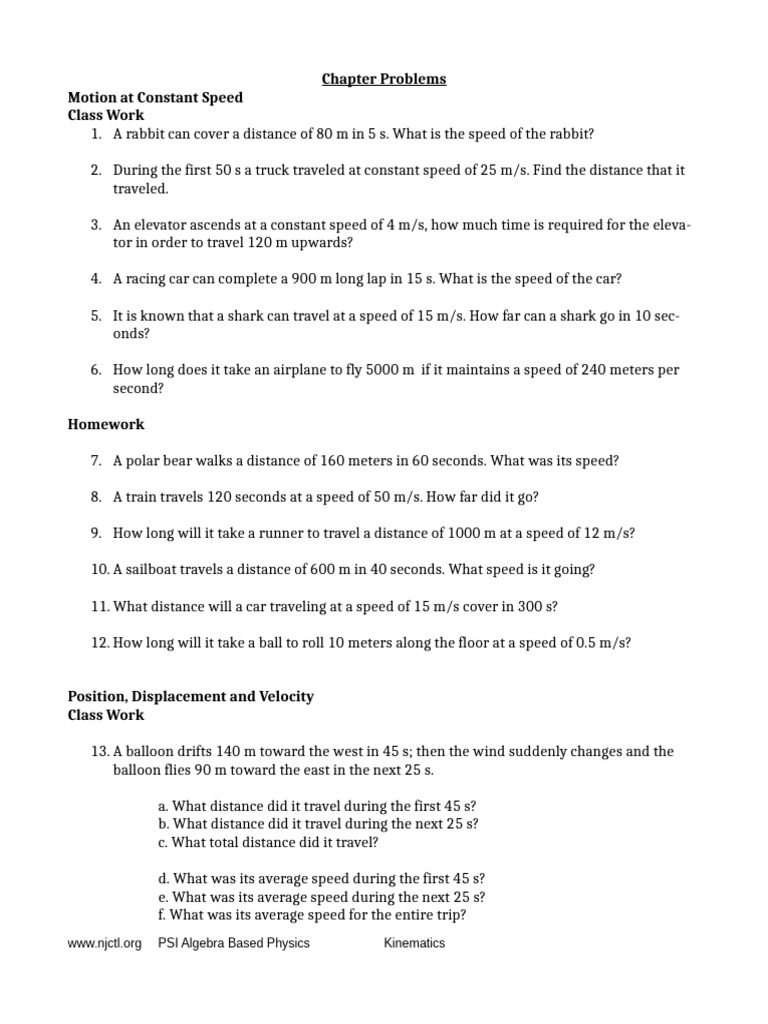 Abp - Kinematics Chapter Problems - 2020 08 10 | PDF | Velocity ...