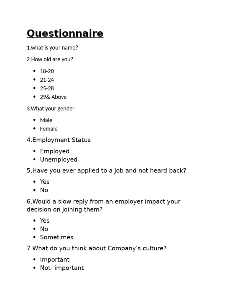 Blackbook Questionnaire | PDF | Recruitment | Job Interview