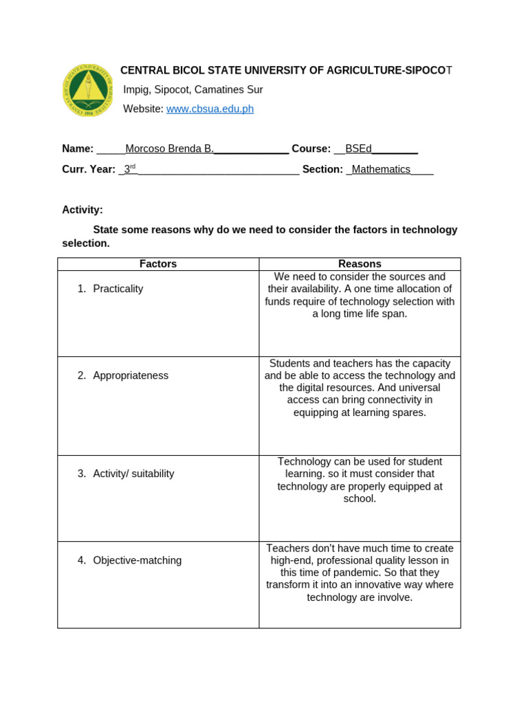 Factors in Technology Selection for Education | PDF